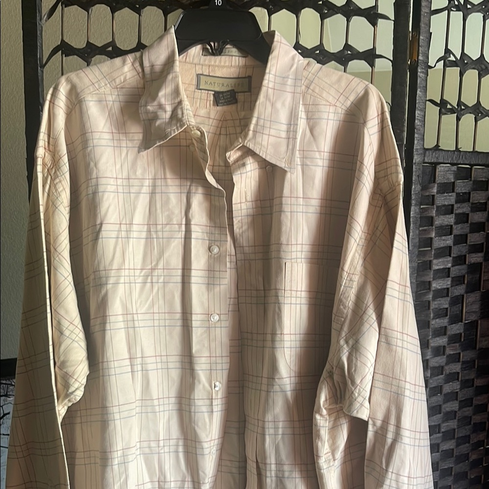 Naturalife Cream Plaid Shirt‎